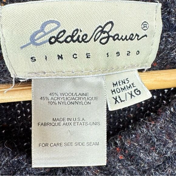 Eddie Bauer Vintage Long Sleeve Gray V-Neck Pullover Wool Blend Sweater. XL. - Picture 5 of 6